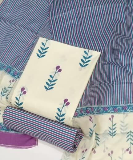 DRAVINAM Trends Jaipuri Print Cambric Cotton Unstitched Salwar Suit Dress Material for Women with Mulmul Cotton Dupatta