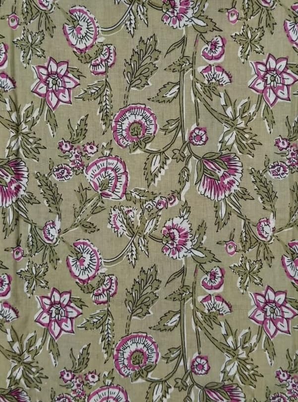 DRAVINAM Trends Jaipuri Sanganari Print Cambric Cotton Unstitched Salwar Suit Dress Material for Women with Mulmul Cotton Dupatta