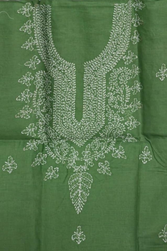 DRAVINAM Trends Women Unstitched Lucknow Hand Work Chikankari Cotton Suit Dress Material with Dupatta