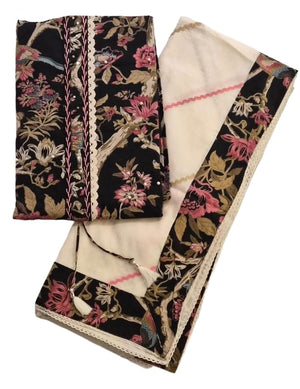 DRAVINAM Trends Women's Floral Printed Premium Cotton Suit Material with Fancy Cotton Dupatta