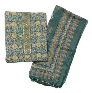 DRAVINAM Trends Women's Printed Embroidered and Hand Work Premium Cotton Jaipuri Unstitched Salwar Suit Dress Material with Mulmul Cotton Dupatta