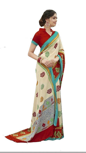 DRAVINAM Trends cotton blend Saree (Ikkat2_10_Green and Blue)