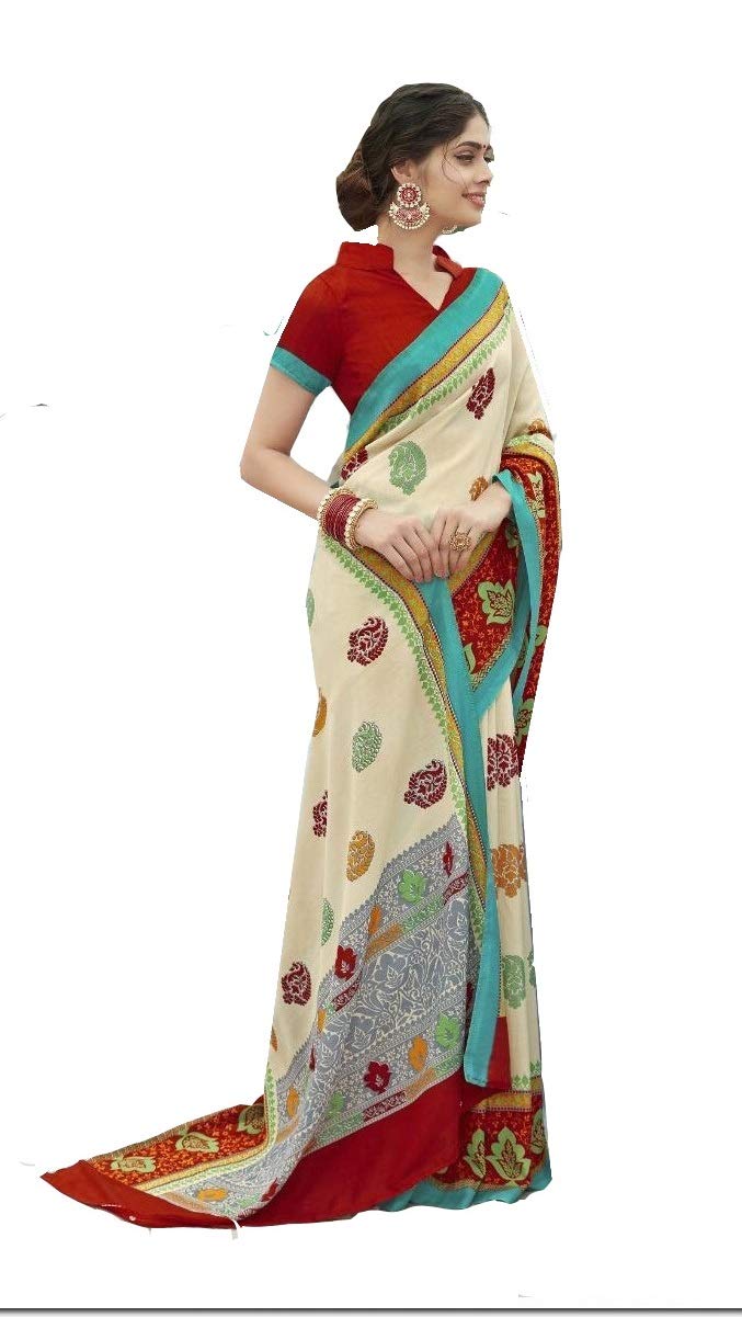 DRAVINAM Trends cotton blend Saree (Ikkat2_10_Green and Blue)