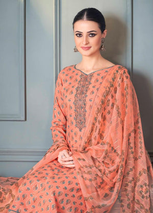 DRAVINAM Trends Women's Unstitched Salwar Suit Dress Material - Pure Viscose Rayon Foil Print Embroidered Kameez II Pure Rayon Bottom II Nazneen Chiffon Dupatta