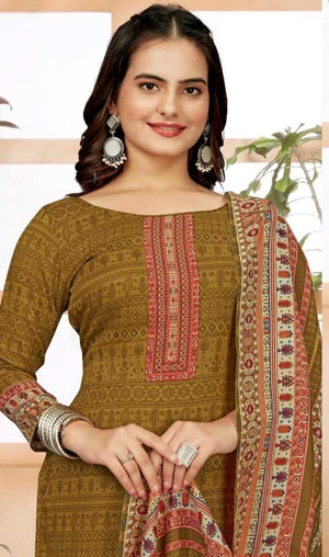 DRAVINAM Trends Women's Unstitched Winter Wear Digital Printed Heavy Woolen Pashmina Salwar Suit Dress Material with Printed Shawl Dupatta