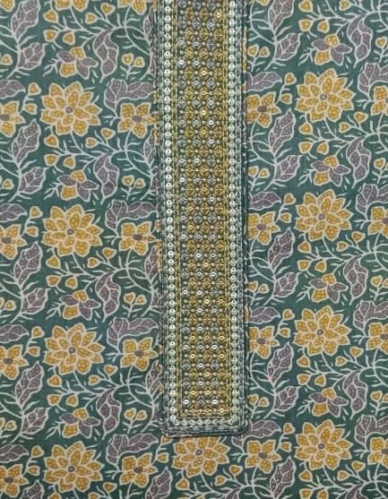 DRAVINAM Trends Women's Printed Embroidered and Hand Work Premium Cotton Jaipuri Unstitched Salwar Suit Dress Material with Mulmul Cotton Dupatta