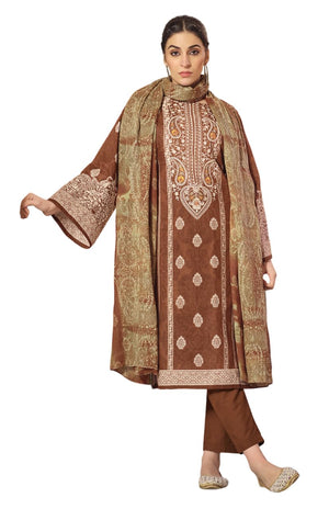 DRAVINAM Trends Unstitched Pakistani Embroidered Pure Cotton Salwar Suit Dress Materials with Cotton Dupatta