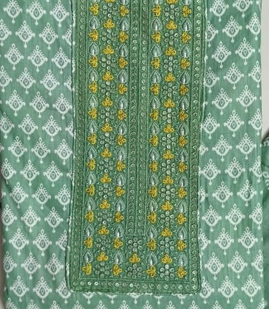 DRAVINAM Trends Women's Premium Cotton Jaipuri Printed Embroidered and Hand Work Unstitched Salwar Suit Dress Material with Mulmul Cotton Dupatta