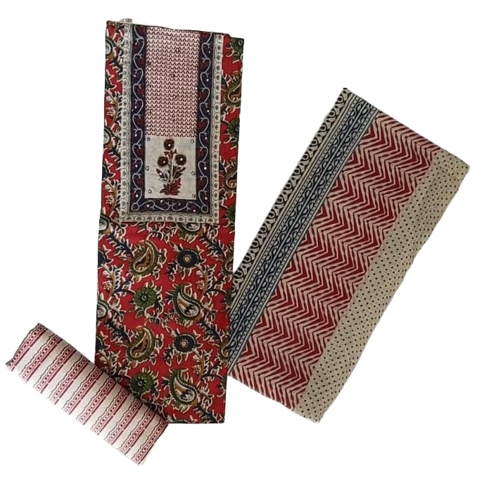 DRAVINAM Trends Women's Ethnic Pure Cotton Jaipuri Printed Unstitched Salwar Suit Dress Material with Dupatta