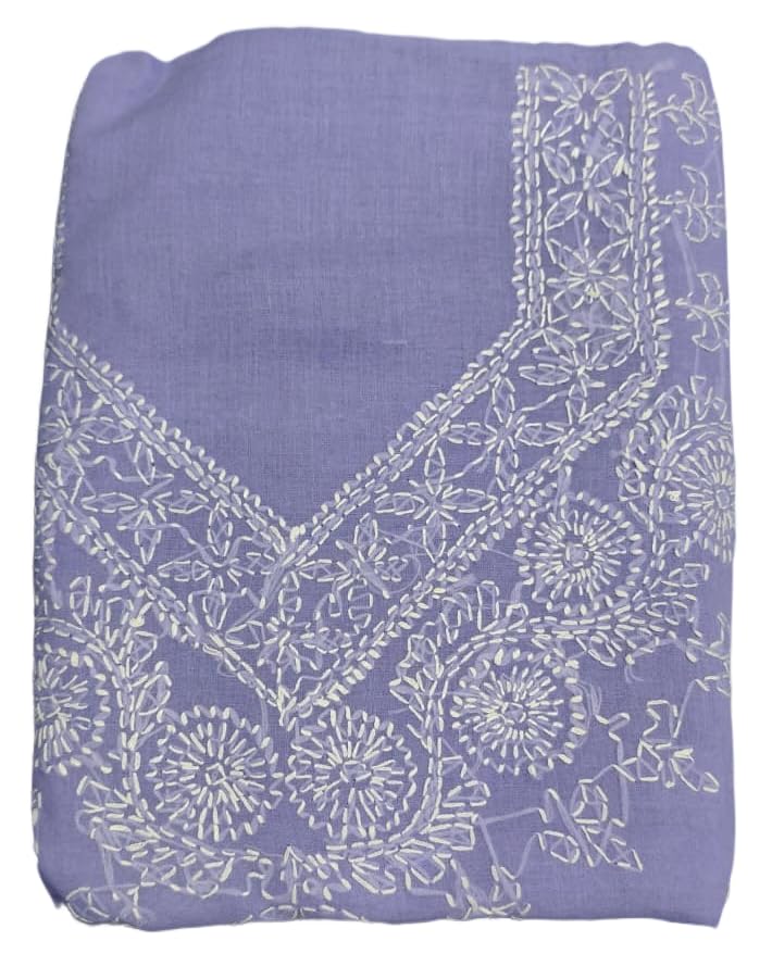 DRAVINAM Trends Women’s Cotton Unstitched Chikankari Suit Set with Dupatta & Bottom | Hand-Embroidered Lucknowi Dress Material | Premium Ethnic Wear for Women | Free Size (3-Piece)