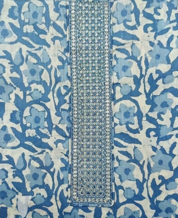 DRAVINAM Trends Women's Printed Embroidered and Hand Work Premium Cotton Jaipuri Unstitched Salwar Suit Dress Material with Mulmul Cotton Dupatta