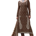 Unstitch Kashmiri Embroidered Winter Wear Salwar suit Dupatta Set – 2.5 m Viscose Wool Kameez with Premium Embroidery, 2.7 m Solid Viscose Bottom Fabric & 2.25 m Digital Print Silk Wool Dupatta