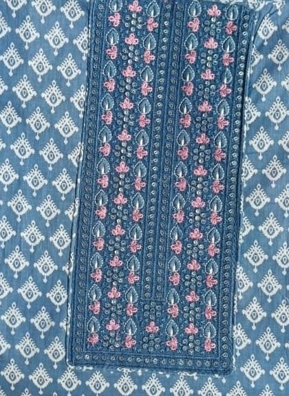 DRAVINAM Trends Women's Premium Cotton Jaipuri Printed Embroidered and Hand Work Unstitched Salwar Suit Dress Material with Mulmul Cotton Dupatta