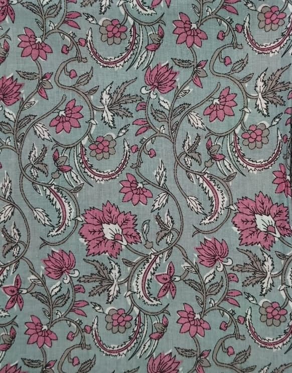 DRAVINAM Trends Jaipuri Sanganari Print Cambric Cotton Unstitched Salwar Suit Dress Material for Women with Mulmul Cotton Dupatta