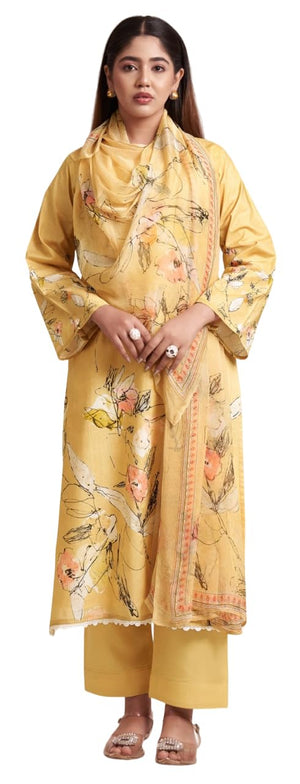 DRAVINAM Trends Unstitch Suit Dress Material for Women II Handcrafted Sequence Cambric Lawn Cotton Top II Cambric Cotton Unstitch Bottom II Pure Bemberg Dupatta