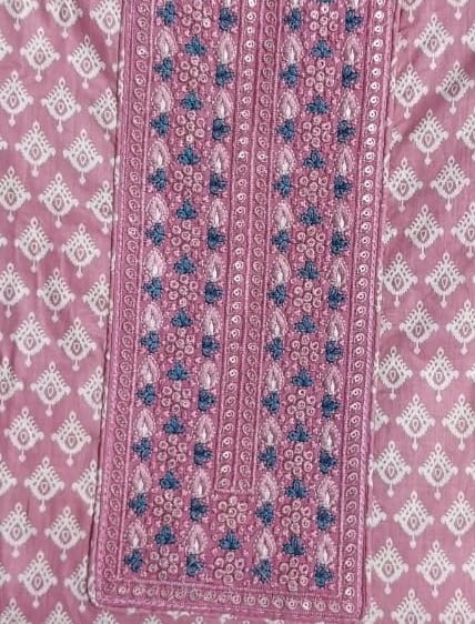 DRAVINAM Trends Women's Premium Cotton Jaipuri Printed Embroidered and Hand Work Unstitched Salwar Suit Dress Material with Mulmul Cotton Dupatta
