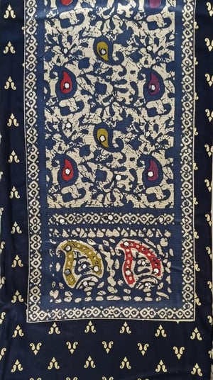 DRAVINAM Trends Women's Unstitched Rayon Batik Print Hand Work Dress Material Salwar Suit Set with Printed Cotton Dupatta