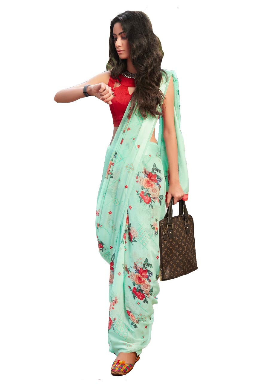 DRAVINAM Trends Women's Woven Kota Linen Printed Saree with Blouse Piece (Light Brown_SareeSRZ_11)