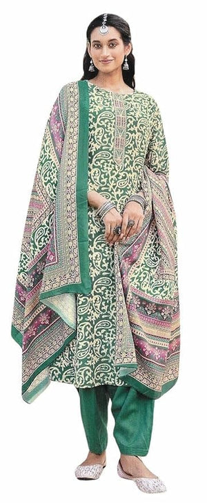 DRAVINAM Trends Women's Pure Pashmina Print Salwar Suit Material with Embroidery and Pure Soft Digital printed Shawl Dupatta