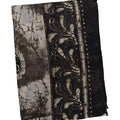 DRAVINAM Trends Women's Pure Cotton Jaipuri Printed Saree with Zari Border and Printed Blouse Piece (Grey Black)