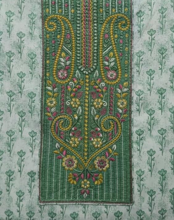 DRAVINAM Trends Women's Premium Cotton Jaipuri Printed Embroidered and Hand Work Unstitched Salwar Suit Dress Material with Mulmul Cotton Dupatta