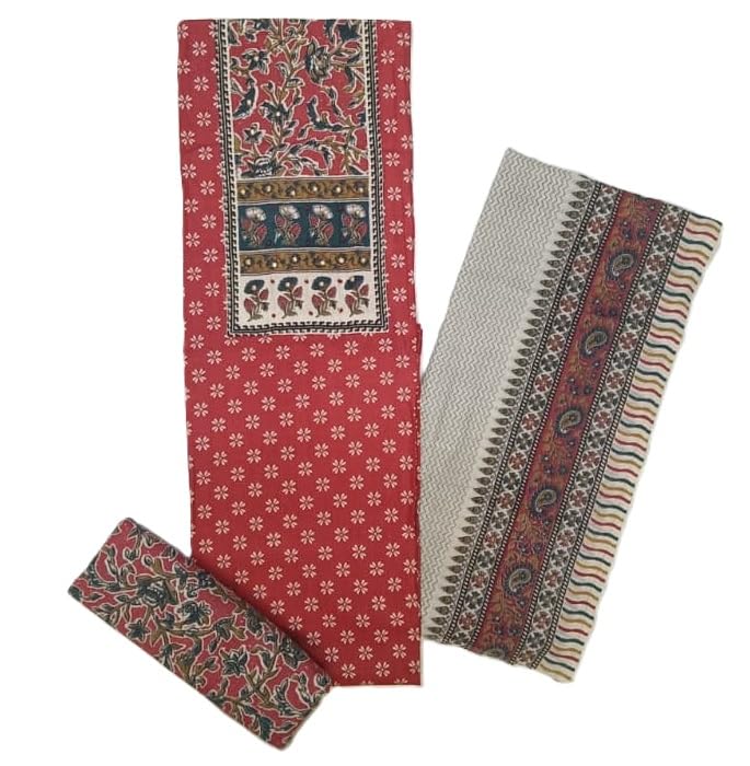 DRAVINAM Trends Women's Ethnic Pure Cotton Jaipuri Printed Unstitched Salwar Suit Dress Material with Dupatta