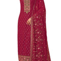 DRAVINAM Trends Women's Heavy Zari Embroidered Pure Georgette Unstitched Salwar Suit Dress Material with Real Georgette Embroidered Heavy Dupatta (Red)