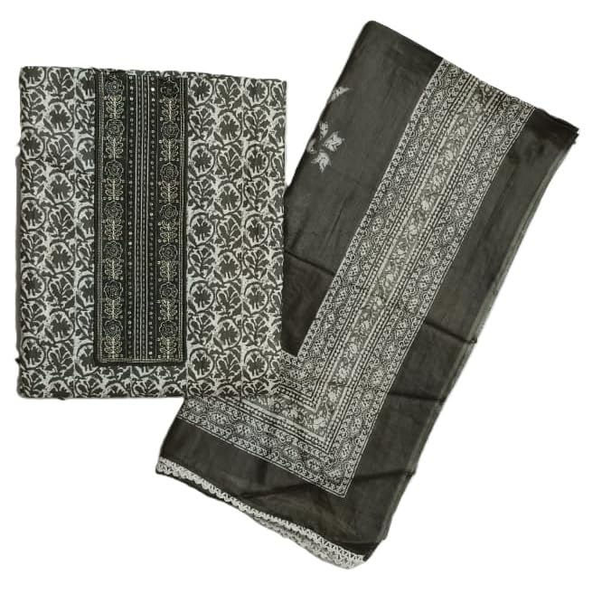 DRAVINAM Trends Women's Premium Cotton Jaipuri Printed Embroidered and Hand Work Unstitched Salwar Suit Dress Material with Mulmul Cotton Dupatta