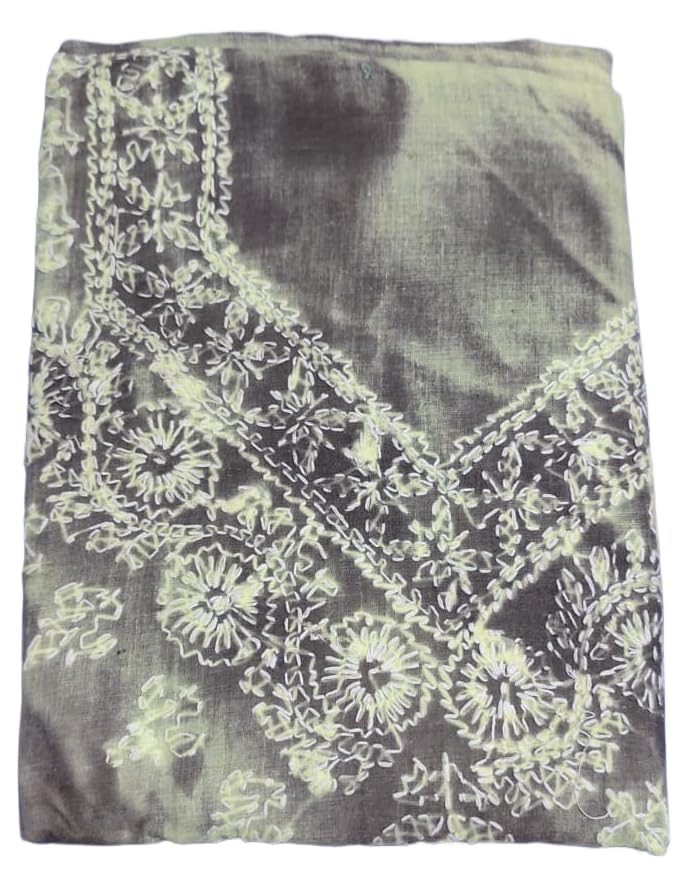 DRAVINAM Trends Women’s Cotton Unstitched Chikankari Suit Set with Dupatta & Bottom | Hand-Embroidered Lucknowi Dress Material | Premium Ethnic Wear for Women | Free Size (3-Piece)