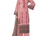 DRAVINAM Trends Unstitched Cotton Suit Dress Material Set: Pakistani Print Top Fabric with Embroidery | Customizable Solid Bottoms | Cotton Fancy Dupatta