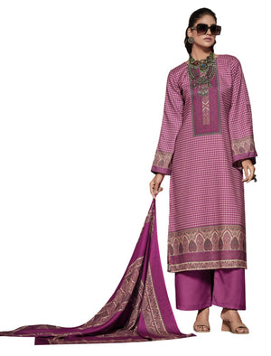 DRAVINAM Trends Elegant Unstitch Pashmina Set: 100% Viscose Digital Print Top, Solid Bottom & Matching Dupatta