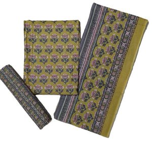 DRAVINAM Trends Jaipuri Sanganari Print Cambric Cotton Unstitched Salwar Suit Dress Material for Women with Mulmul Cotton Dupatta