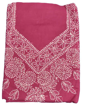 DRAVINAM Trends Women’s Cotton Unstitched Chikankari Suit Set with Dupatta & Bottom | Hand-Embroidered Lucknowi Dress Material | Premium Ethnic Wear for Women | Free Size (3-Piece)