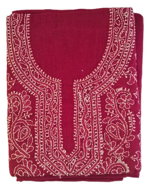 DRAVINAM Trends Women’s Cotton Unstitched Chikankari Suit Set with Dupatta & Bottom | Hand-Embroidered Lucknowi Dress Material | Premium Ethnic Wear for Women | Free Size (3-Piece)