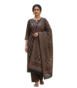 DRAVINAM Trends Jaipuri Print Cambric Cotton Unstitched Salwar Suit Dress Material for Women with Mulmul Cotton Dupatta