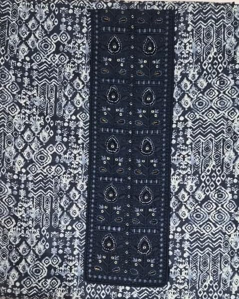 DRAVINAM Trends Women's Premium Cotton Jaipuri Printed Embroidered and Hand Work Unstitched Salwar Suit Dress Material with Mulmul Cotton Dupatta