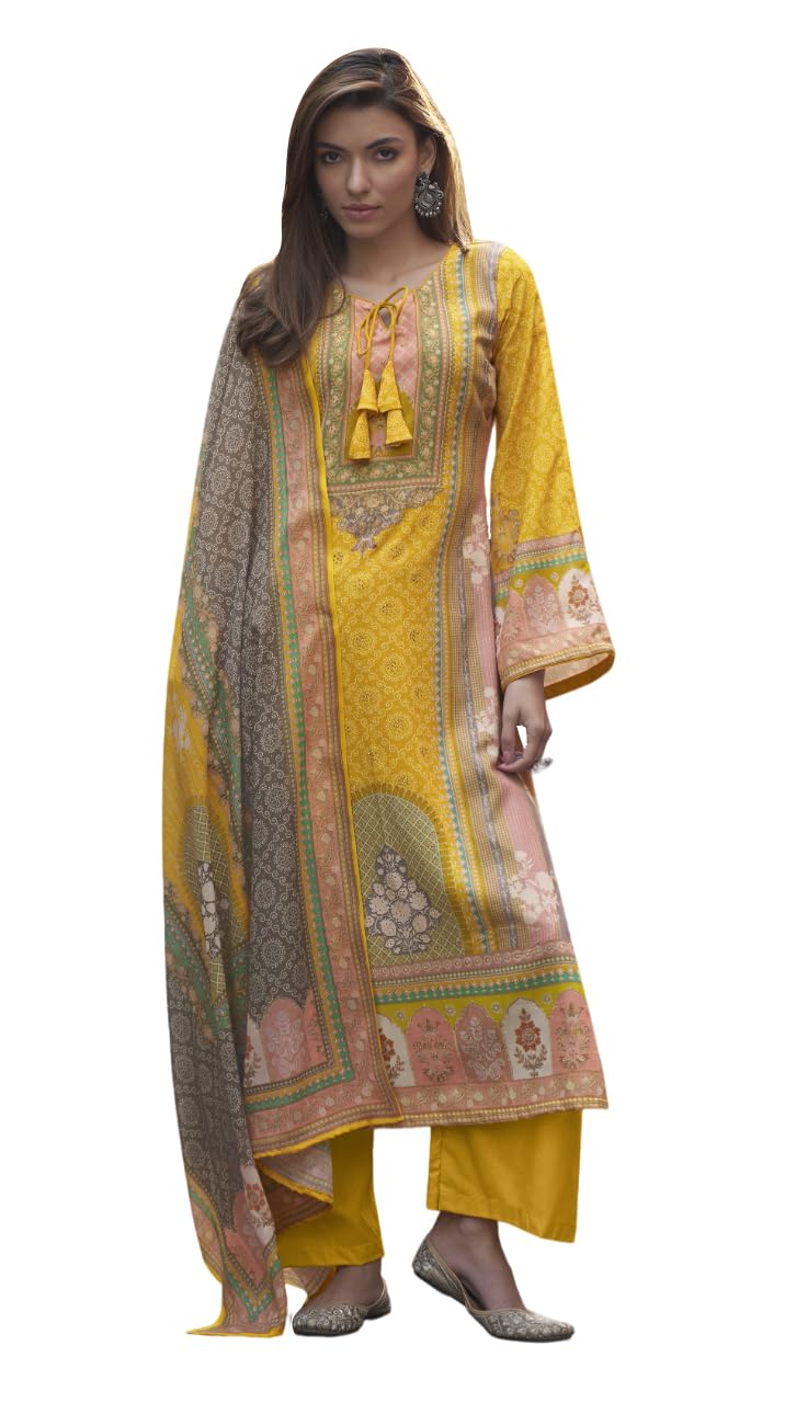 DRAVINAM Trends Womens Unstitched Pure Lawn Cotton Digital Print Salwar Suit Dress Material with Cotton printed Dupatta
