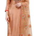 DRAVINAM Trends Women's Upada Silk Embroidered Dress Material with Embroidered heavy Organza Dupatta (Free size_Sand Grey)
