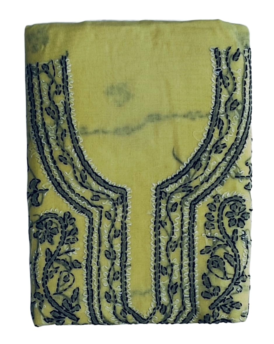 DRAVINAM Trends Women’s Cotton Unstitched Chikankari Suit Set with Dupatta & Bottom | Hand-Embroidered Lucknowi Dress Material | Premium Ethnic Wear for Women | Free Size (3-Piece)