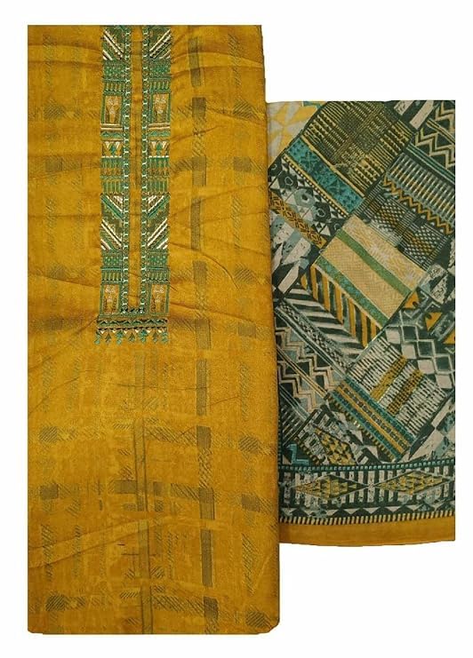 DRAVINAM Trends Women's Unstitched self Digital Print Hand embroidered Pure Woollen Pashmina Salwar Suit Dress Material with digital printed Pure woolen shawl dupatta (Green)
