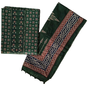 DRAVINAM Trends Women's Premium Cotton Jaipuri Printed Embroidered and Hand Work Unstitched Salwar Suit Dress Material with Mulmul Cotton Dupatta