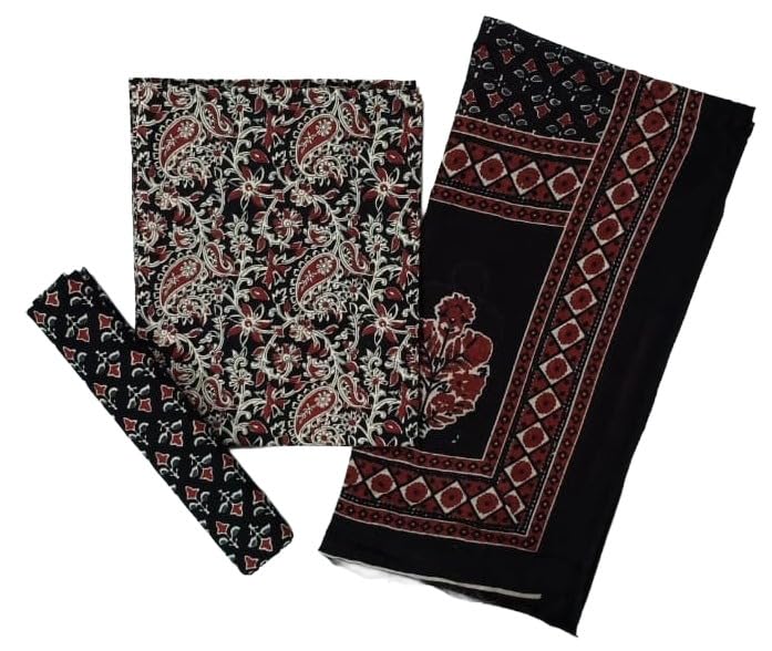DRAVINAM Trends Jaipuri Sanganari Print Cambric Cotton Unstitched Salwar Suit Dress Material for Women with Mulmul Cotton Dupatta