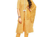 DRAVINAM Trends Women's Unstitched Cotton Printed Salwar Suit Dress Material with embroidered Nazmeen Dupatta (Free size_Light Orange)