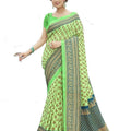 DRAVINAM Trends cotton blend Saree (Ikkat2_10_Green and Blue)