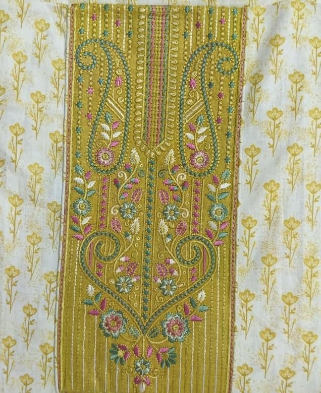 DRAVINAM Trends Women's Premium Cotton Jaipuri Printed Embroidered and Hand Work Unstitched Salwar Suit Dress Material with Mulmul Cotton Dupatta