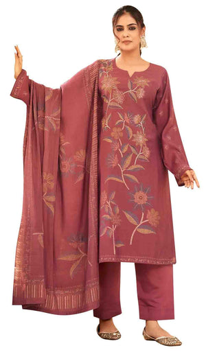 DRAVINAM Trends Women's Unstitched Salwar Suit Dress Material Pure Viscose Maslin Digital Print Embroidered Kameez Plain Unstitched Bottoms and Maslin Digital print Dupatta