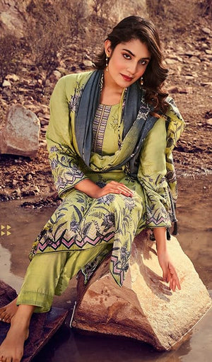 DRAVINAM Trends Jam Cotton Suit Embroidered Dress Material Salwar Suit with Unstitched Bottoms and Cotton Dupatta