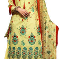DRAVINAM Trends Women's Cotton Unstitched Foil Printed Palazzo Salwar suit Dress Material (Free size_Yellow)