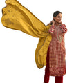DRAVINAM Trends Women's digital Printed Pure Pashmina Salwar Suit Dress Material with woollen Shawl Dupatta (red and Yellow)