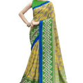 DRAVINAM Trends cotton blend Saree (Ikkat2_9_Yellow and Green)